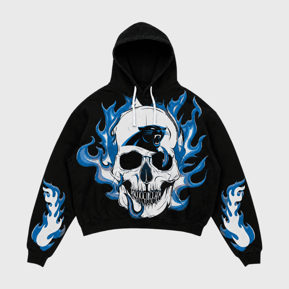 Carolina Panthers Skull Flame Graphic Hoodie