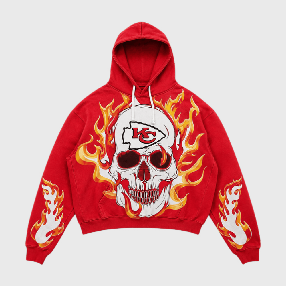 Kansas City Chiefs Skull Flame Graphic Hoodie