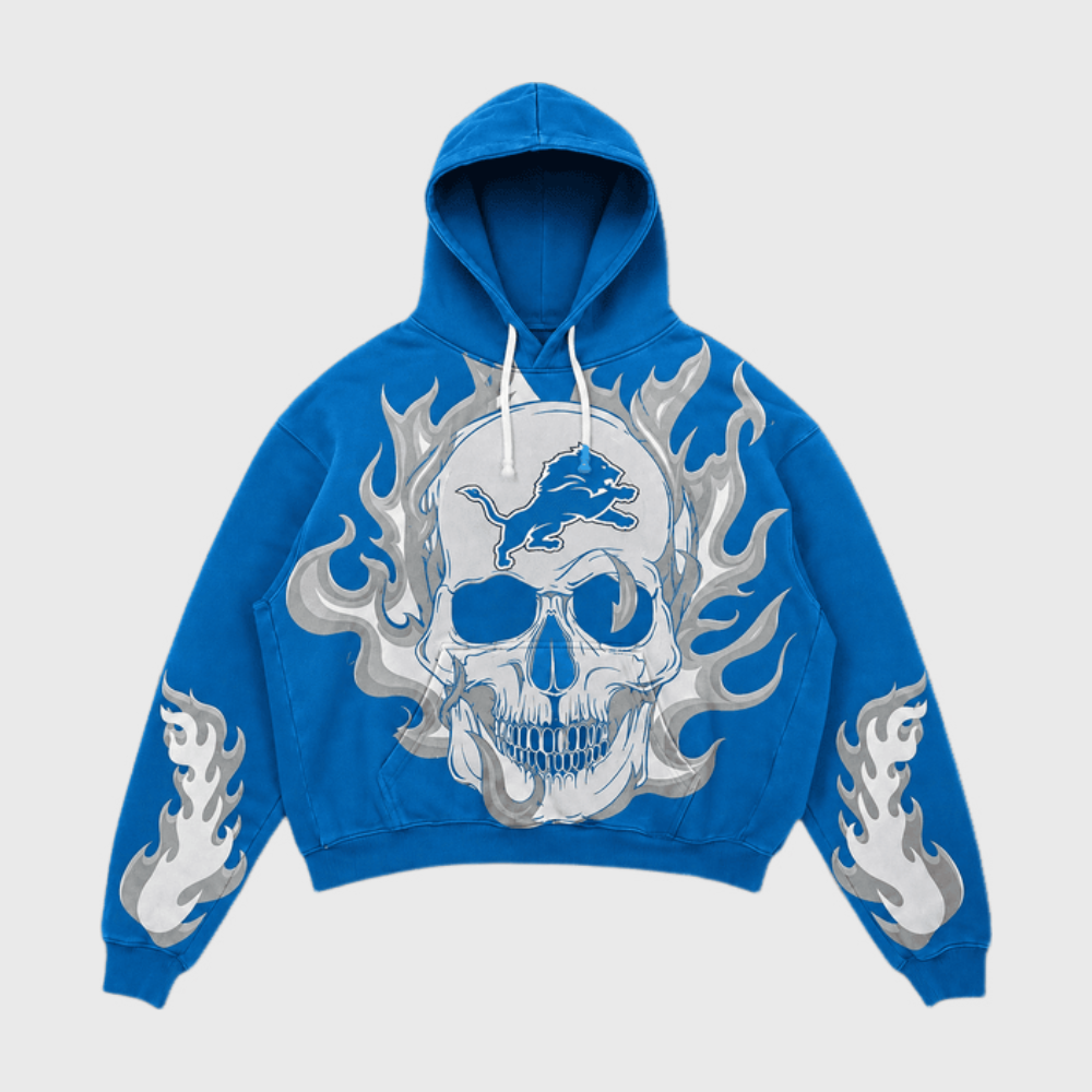 Detroit Lions Skull Flame Graphic Graphic Hoodie Main image