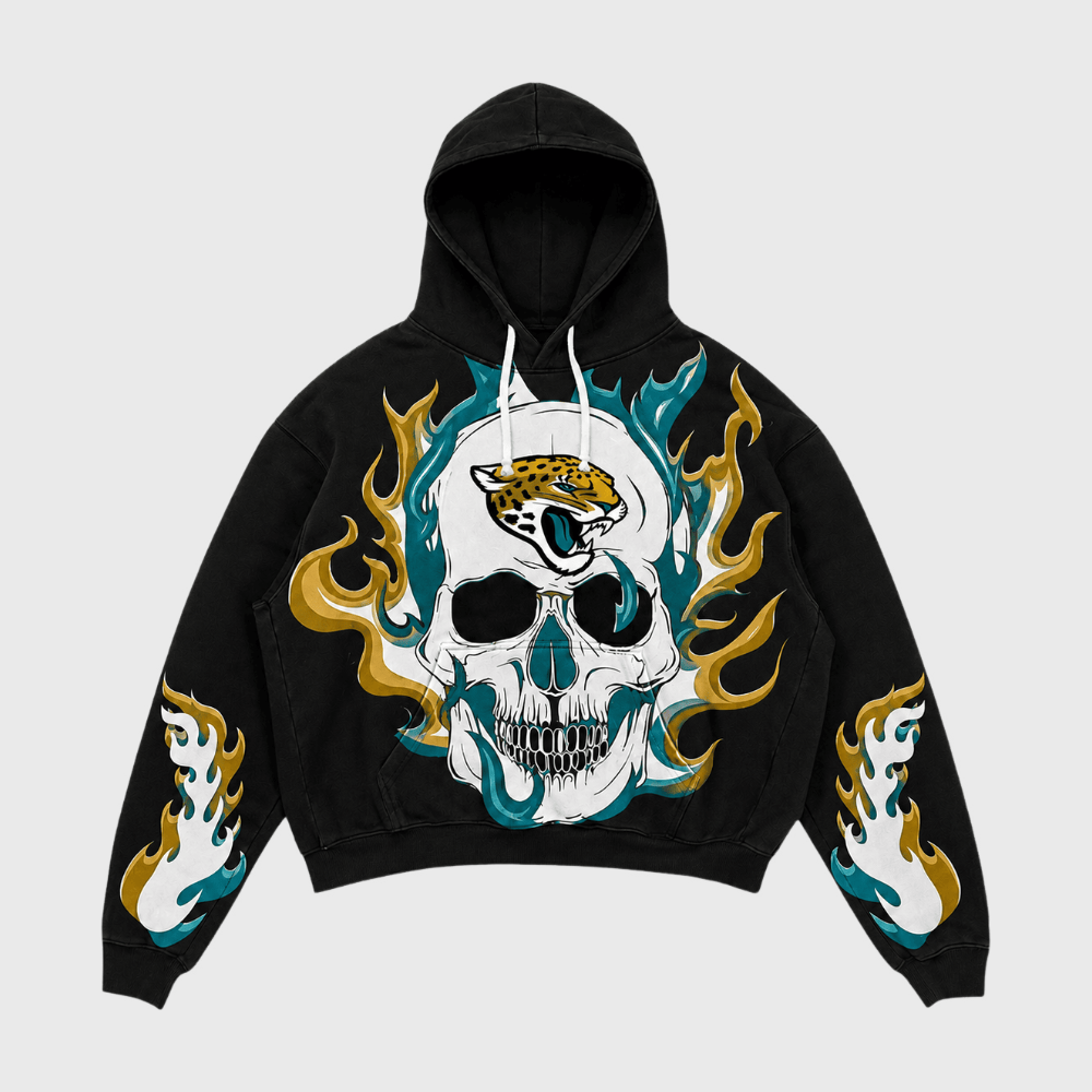 Jacksonville Jaguars Skull & Flame Graphic Hoodie