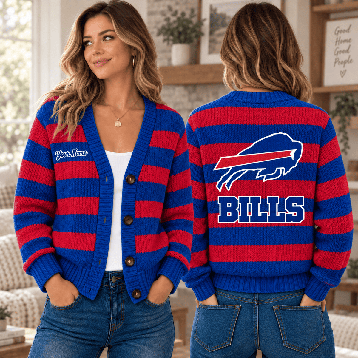Buffalo Bills NFL Ugly Cardigan Custom Name For Fan