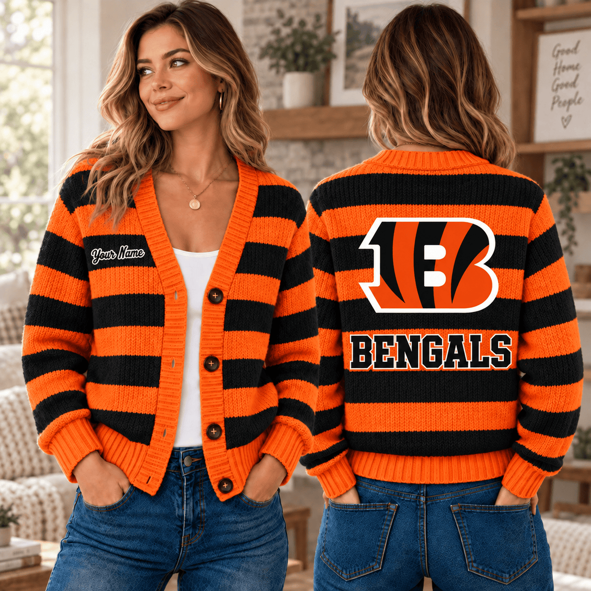 Cincinnati Bengals NFL Ugly Cardigan Custom Name For Fan Main image