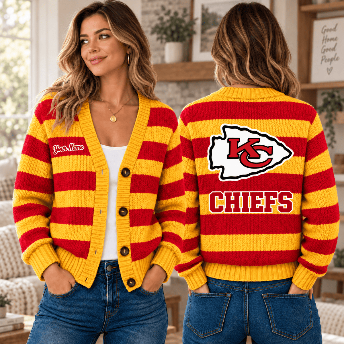 Kansas City Chiefs NFL Ugly Cardigan Custom Name For Fan