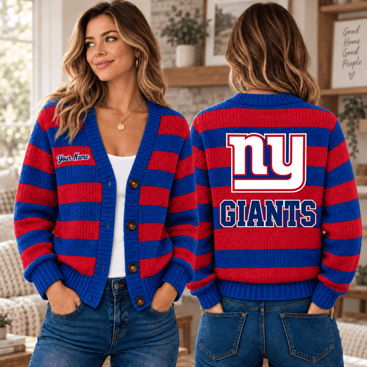 New York Giants NFL Ugly Cardigan Custom Name For Fan