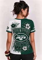 Women New York Jets Floral Henley T-Shirt