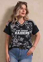 Women's Las Vegas Raiders Floral V-Neck T-Shirt