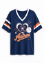 Women Houston Astros Heart Baseball Graphic V-Neck T-Shirt