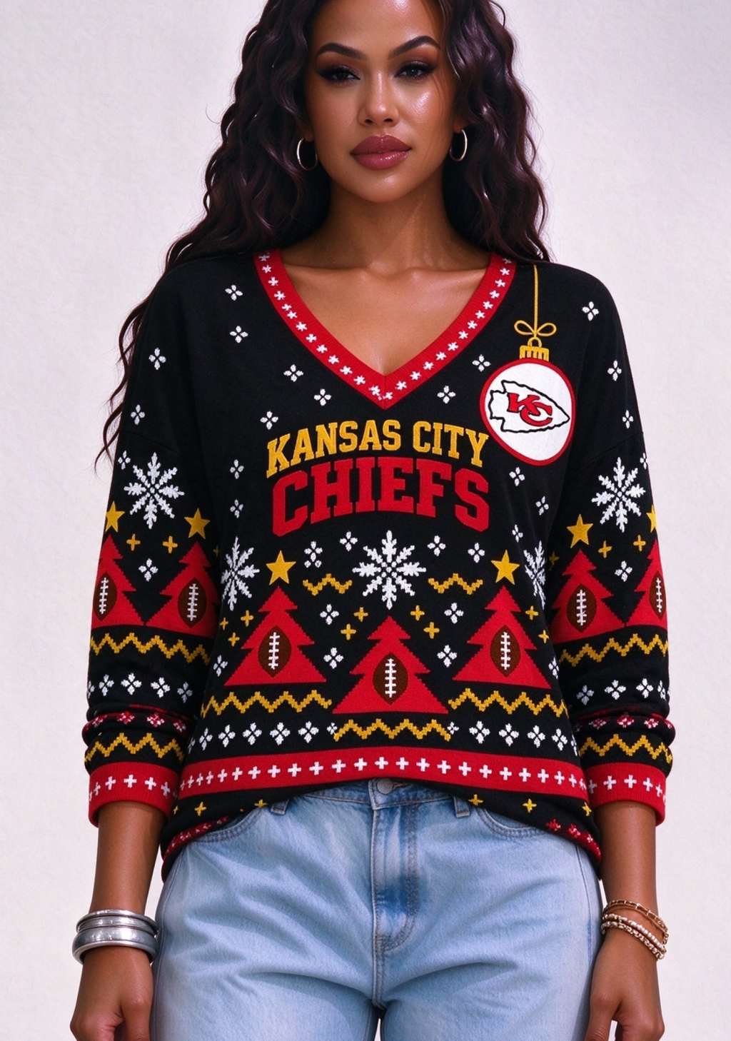 Women’s Kansas City Chiefs Ugly NFL Christmas Sweatshirt