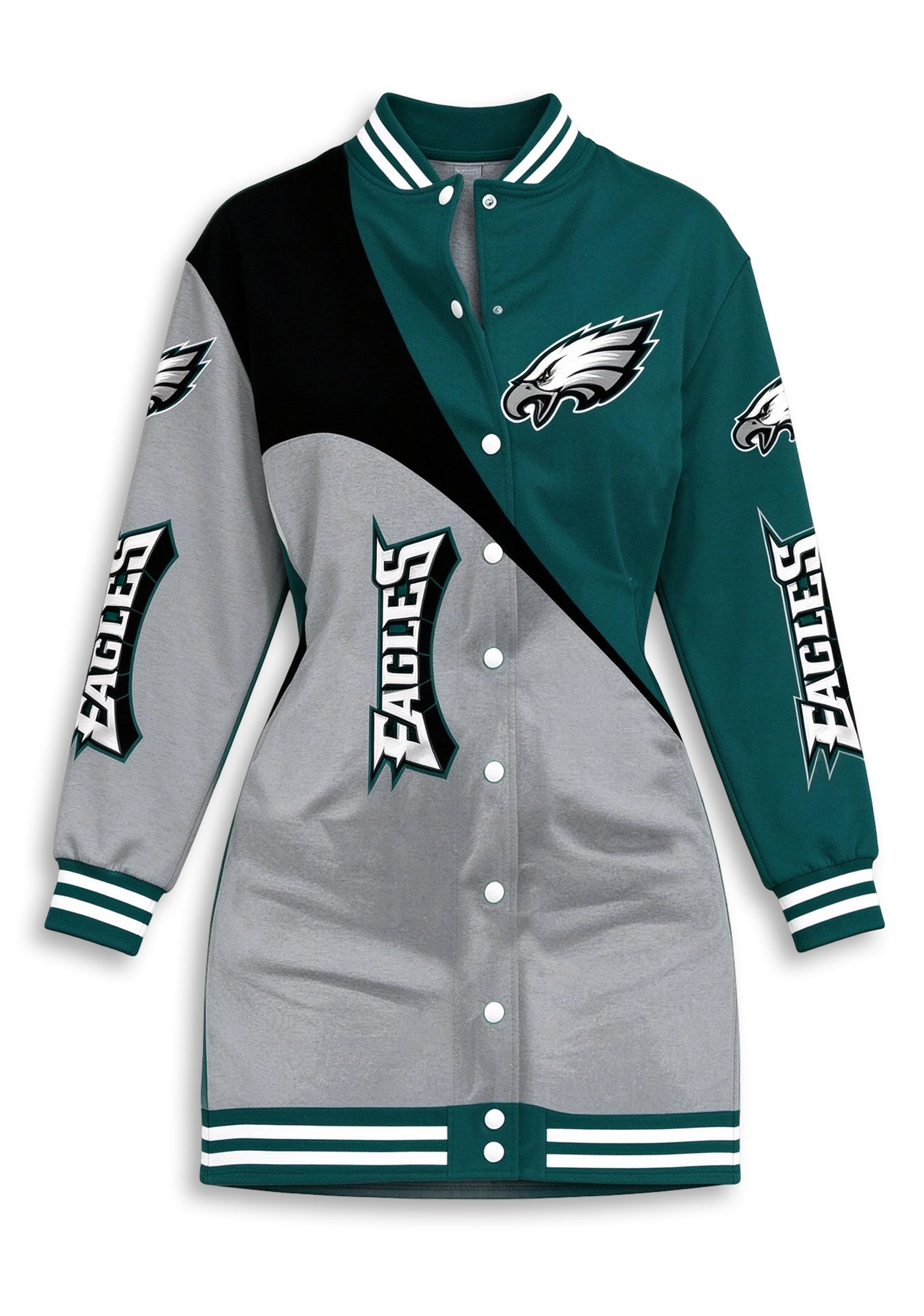 Women's Philadelphia Eagles Color Block Button Down Jacket Dress Secondary image