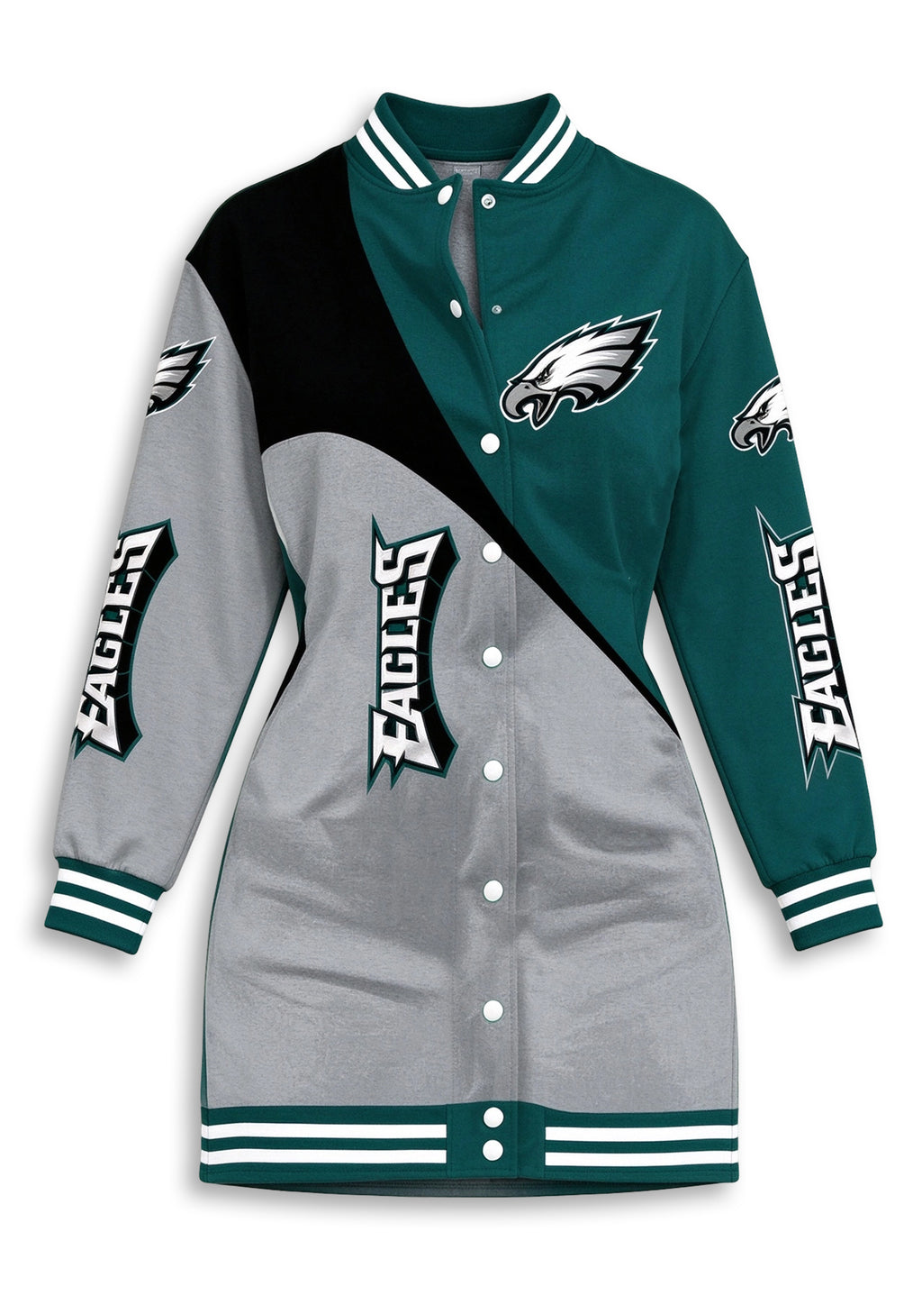 Women's Philadelphia Eagles Color Block Button Down Jacket Dress
