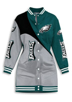 Women's Philadelphia Eagles Color Block Button Down Jacket Dress