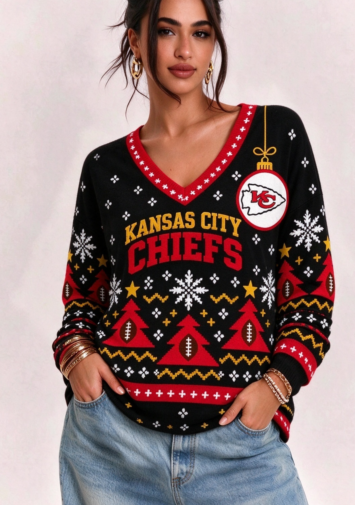 Women’s Kansas City Chiefs Ugly NFL Christmas Sweatshirt Main image
