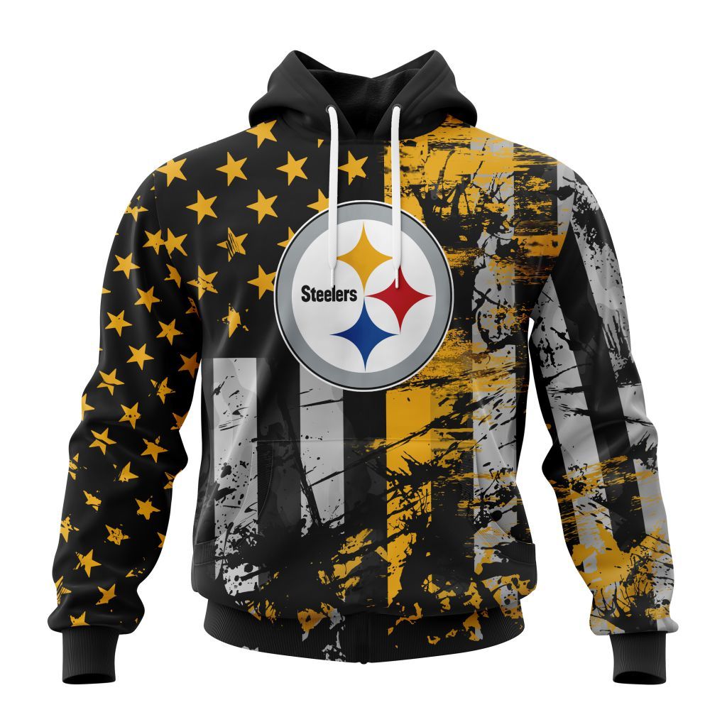 Pittsburgh Steelers Vintage American Flag Graphic Hoodie NFL Fan Sweatshirt Main image