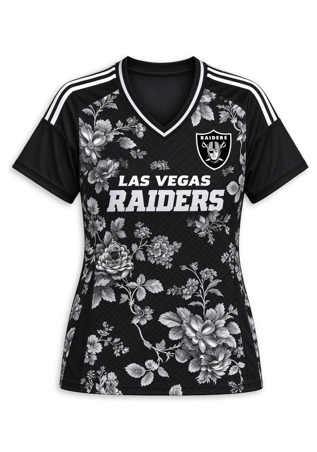 Women's Las Vegas Raiders Floral V-Neck T-Shirt
