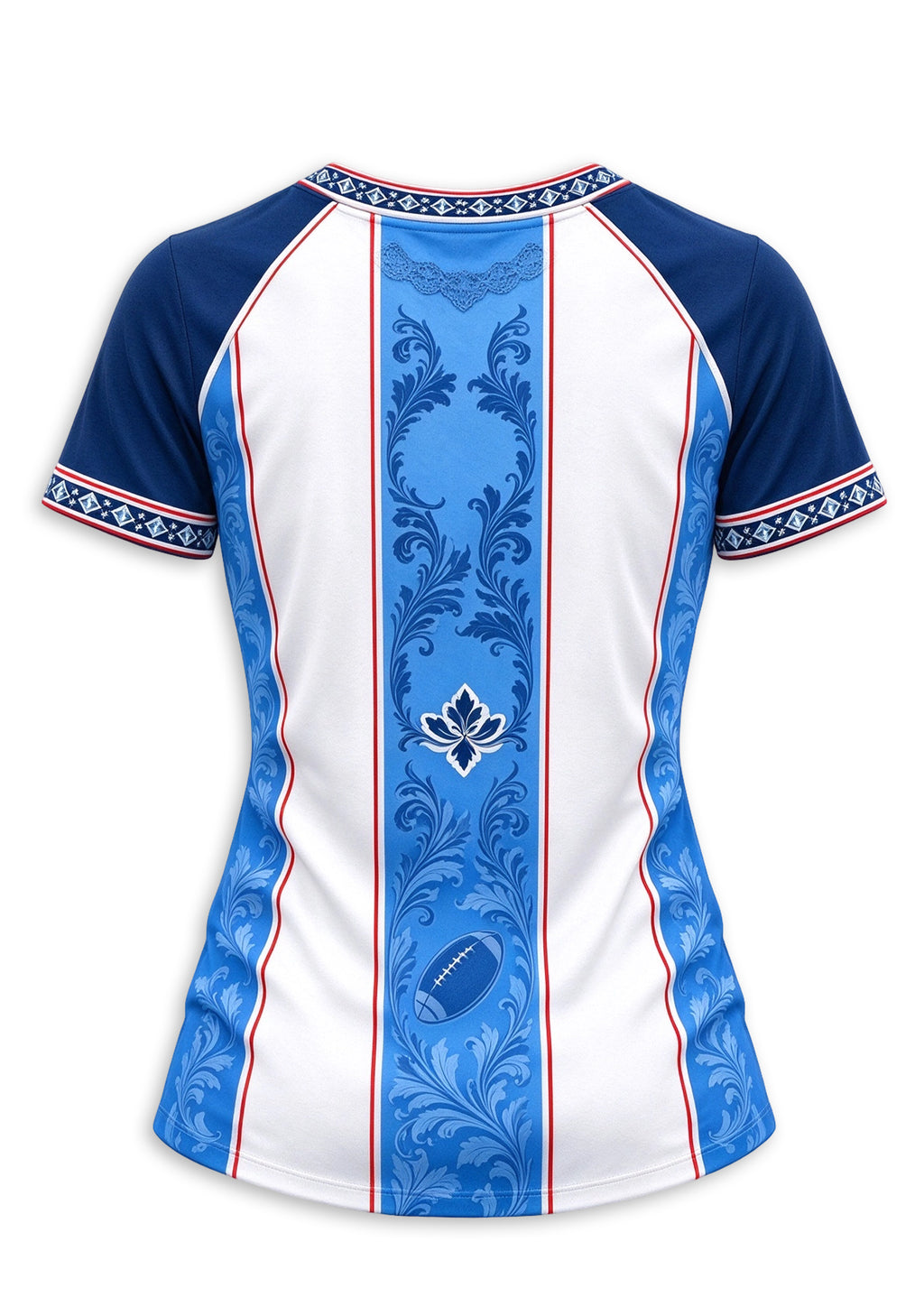 Women's Tennessee Titans Floral Baroque Striped V-Neck T-Shirt