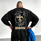 New Orleans Saints Ripped Effect Waffle Knit Crewneck Sweatshirt