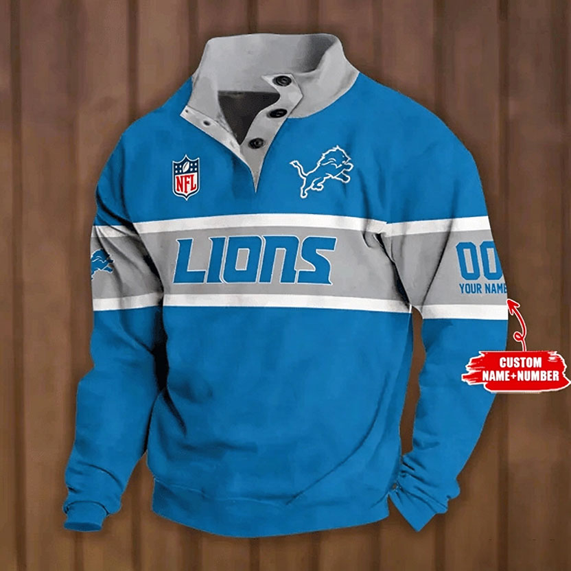 Men's Detroit Lions Button Mock Neck Sweatshirt Main image