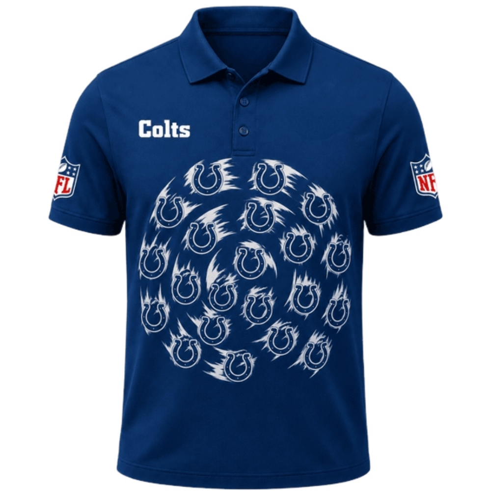 Colts Circular Horseshoe Print Men's Fan Polo Shirt