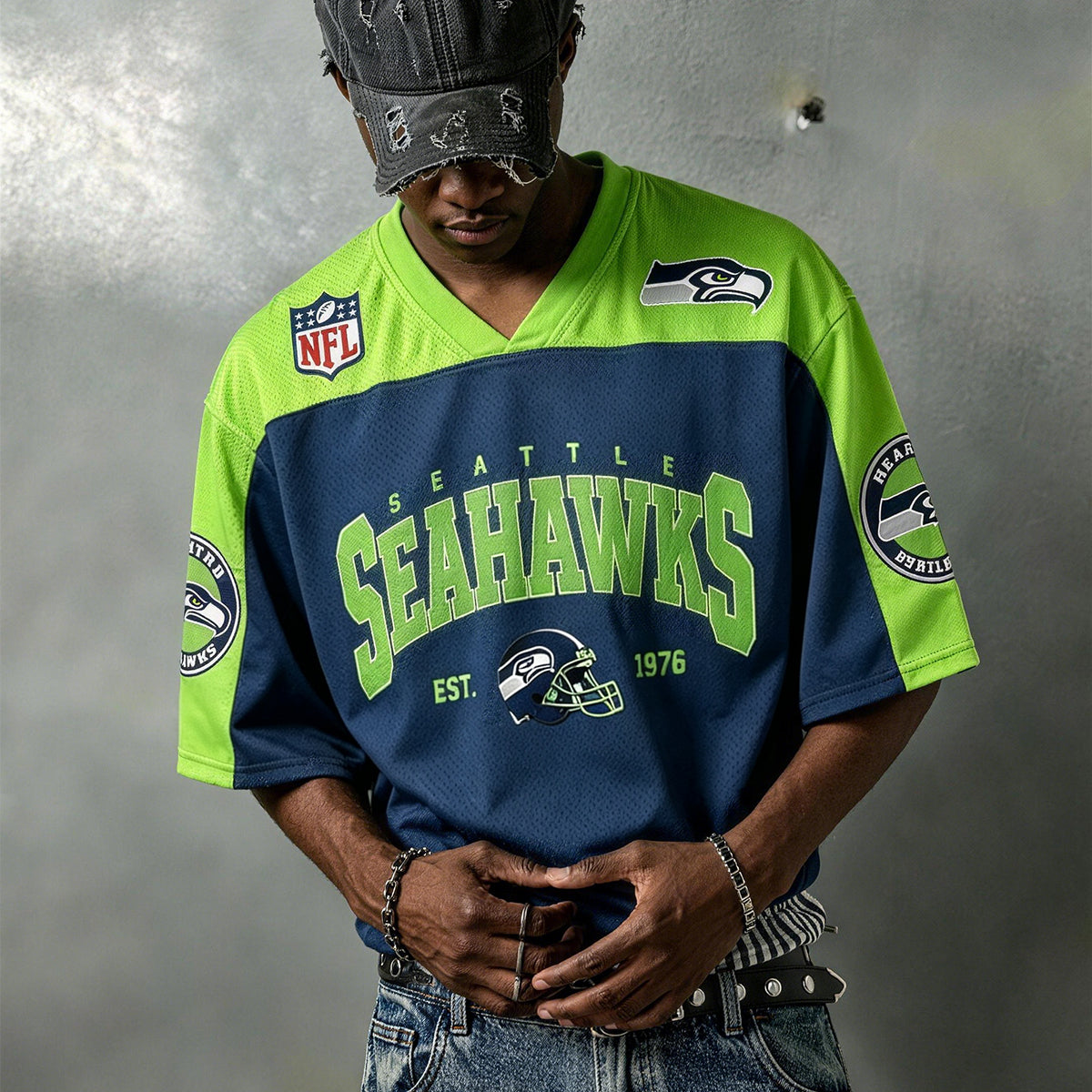 Seattle Seahawks EST 1976 Helmet Graphic Jersey Shirts Secondary image