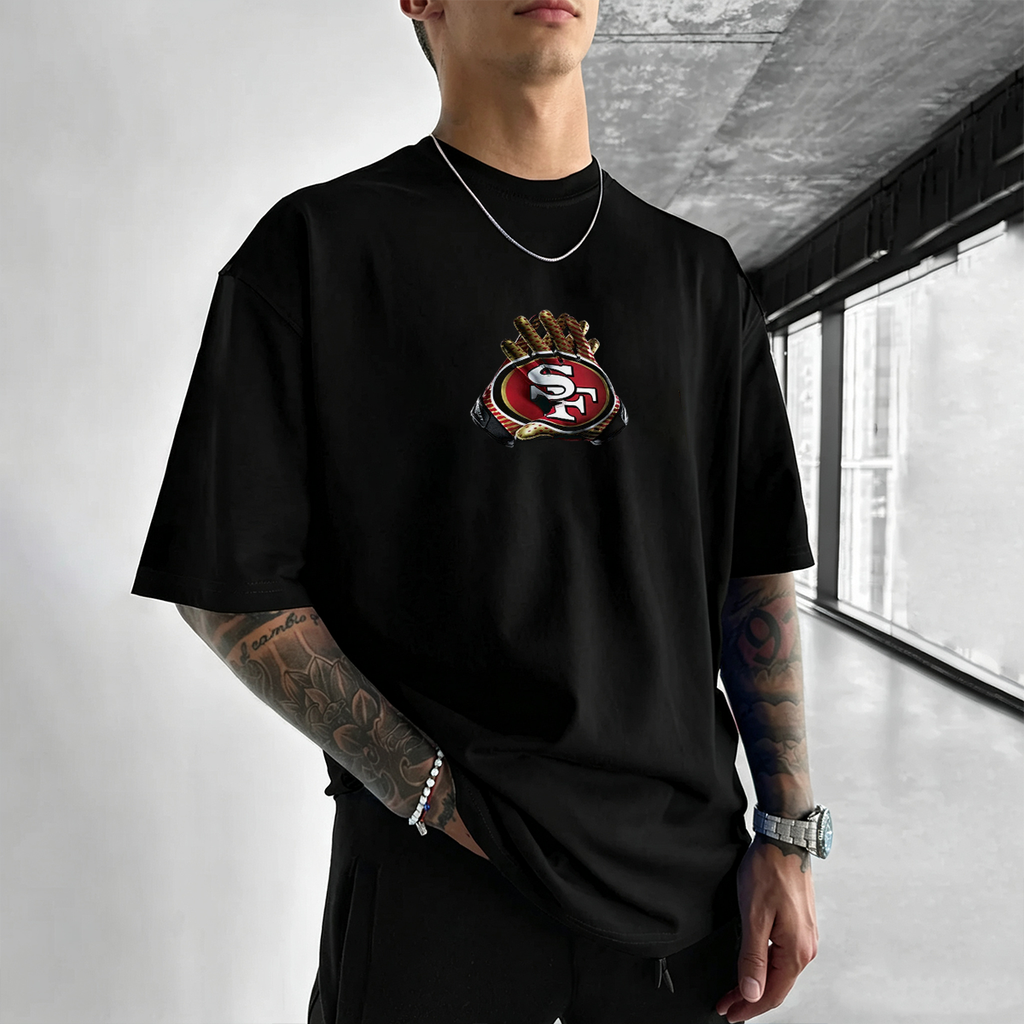 San Francisco 49ers Flame Fire Helmet Printed T-Shirt