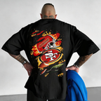 San Francisco 49ers Flame Fire Helmet Printed T-Shirt