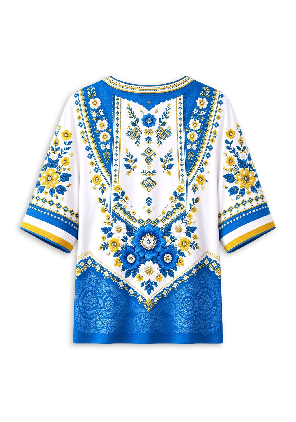 Women’s Los Angeles Chargers Boho Floral V-Neck 3/4 Sleeve Shirt