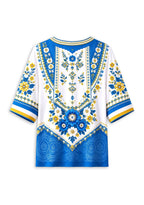 Women’s Los Angeles Chargers Boho Floral V-Neck 3/4 Sleeve Shirt