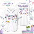 Personalized Grade And Name Rainbow Printing Letter Teacher Baseball Jersey