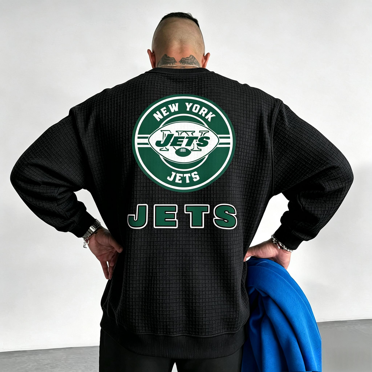 New York Jets Circular Logo Waffle Knit Crewneck Sweatshirt Main image