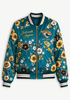 Women Jacksonville Jaguars Floral Print Zip Up Jacket Custom Name For Fan