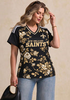 Women's New Orleans Saints Floral V-Neck T-Shirt