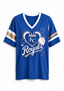 Women Kansas City Royals Heart Baseball Graphic V-Neck T-Shirt