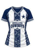 Women's Dallas Cowboys Floral Baroque Striped V-Neck T-Shirt