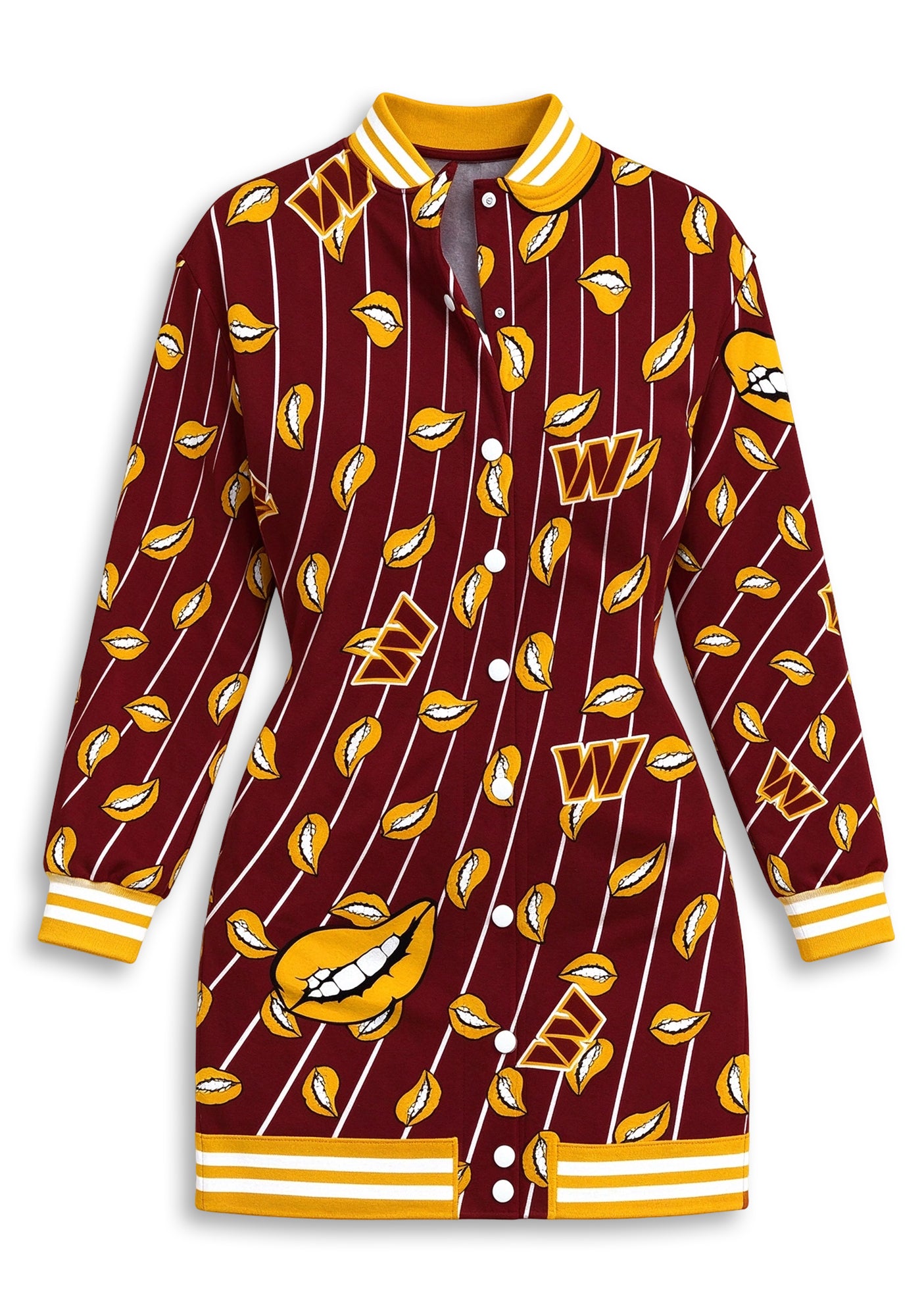 Women's Washington Commanders Lip Print Button Down Jacket Dress Secondary image