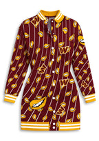 Women's Washington Commanders Lip Print Button Down Jacket Dress