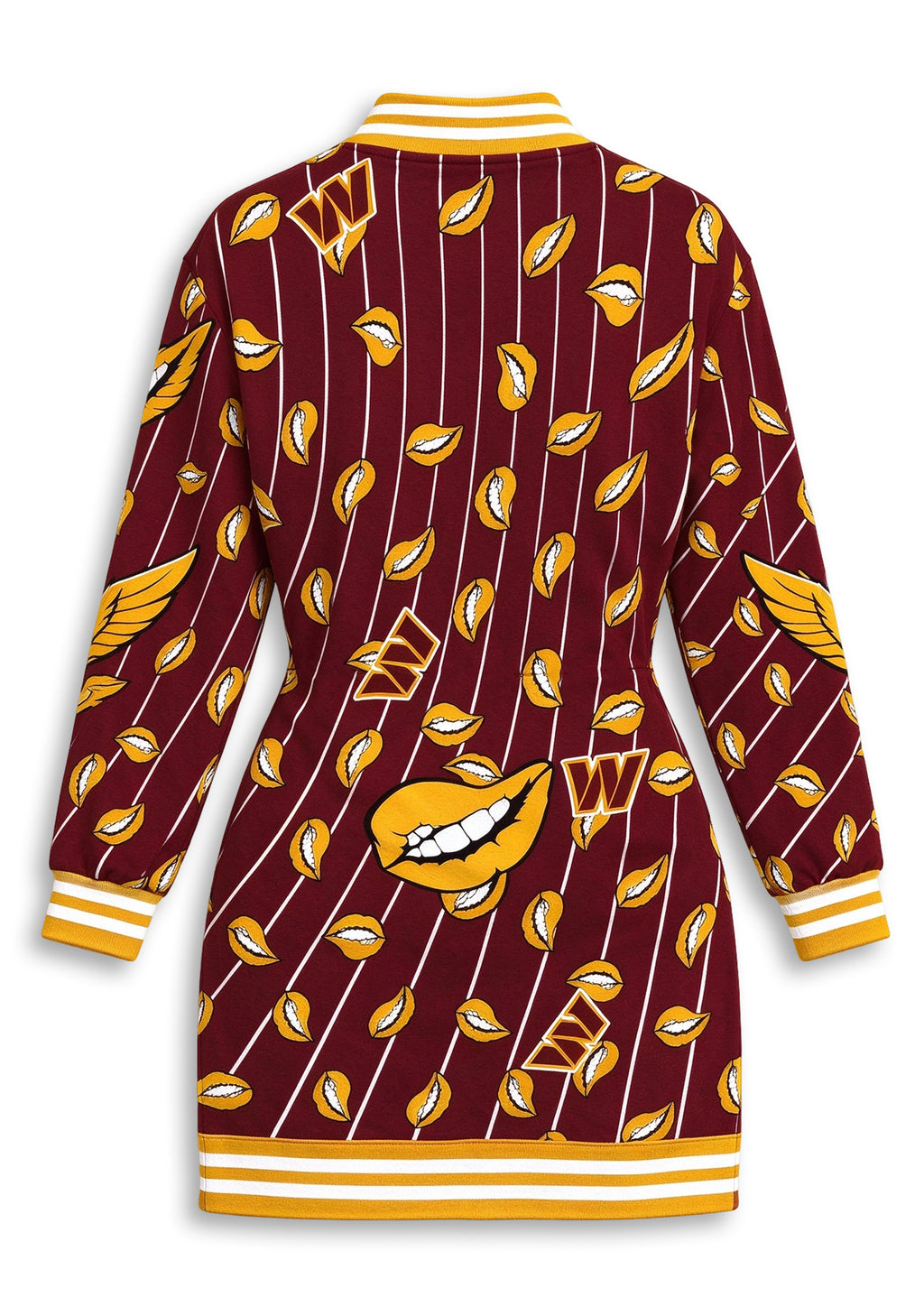 Women's Washington Commanders Lip Print Button Down Jacket Dress