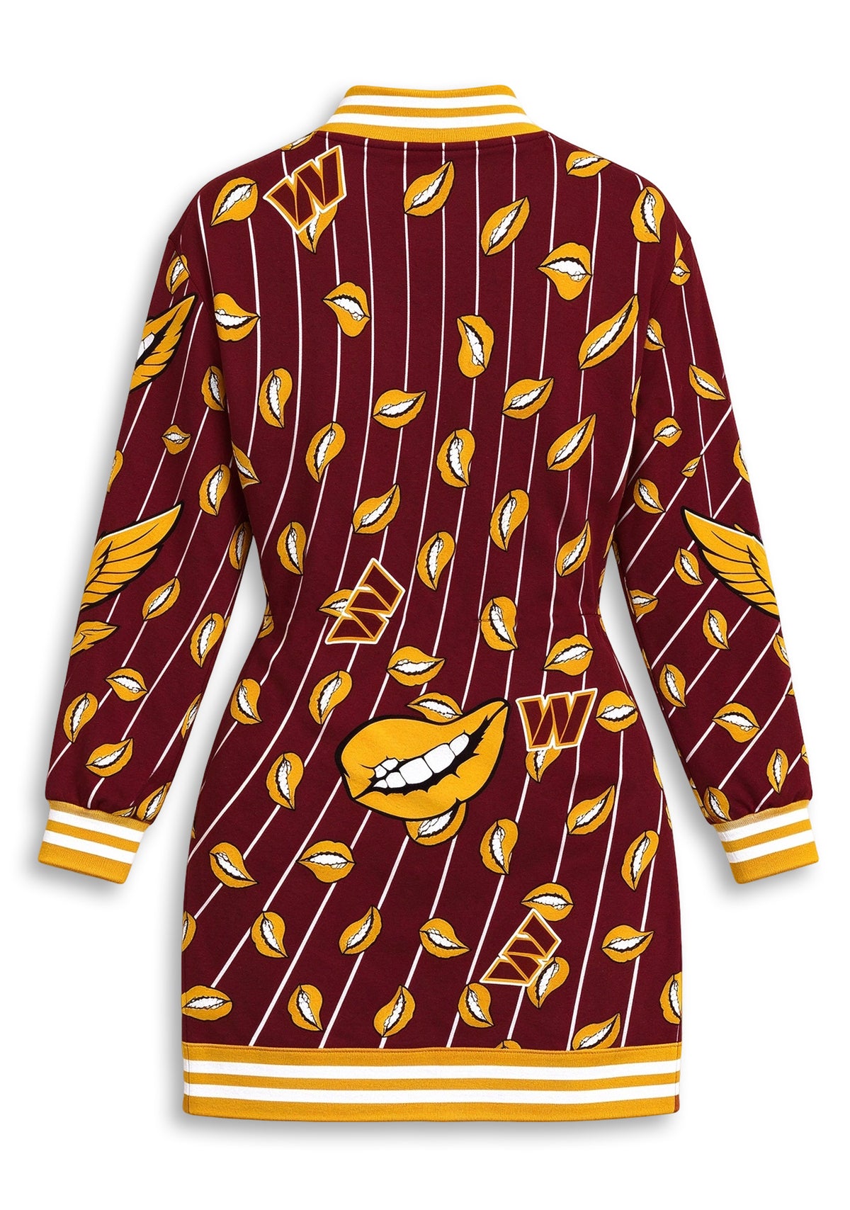 Women's Washington Commanders Lip Print Button Down Jacket Dress