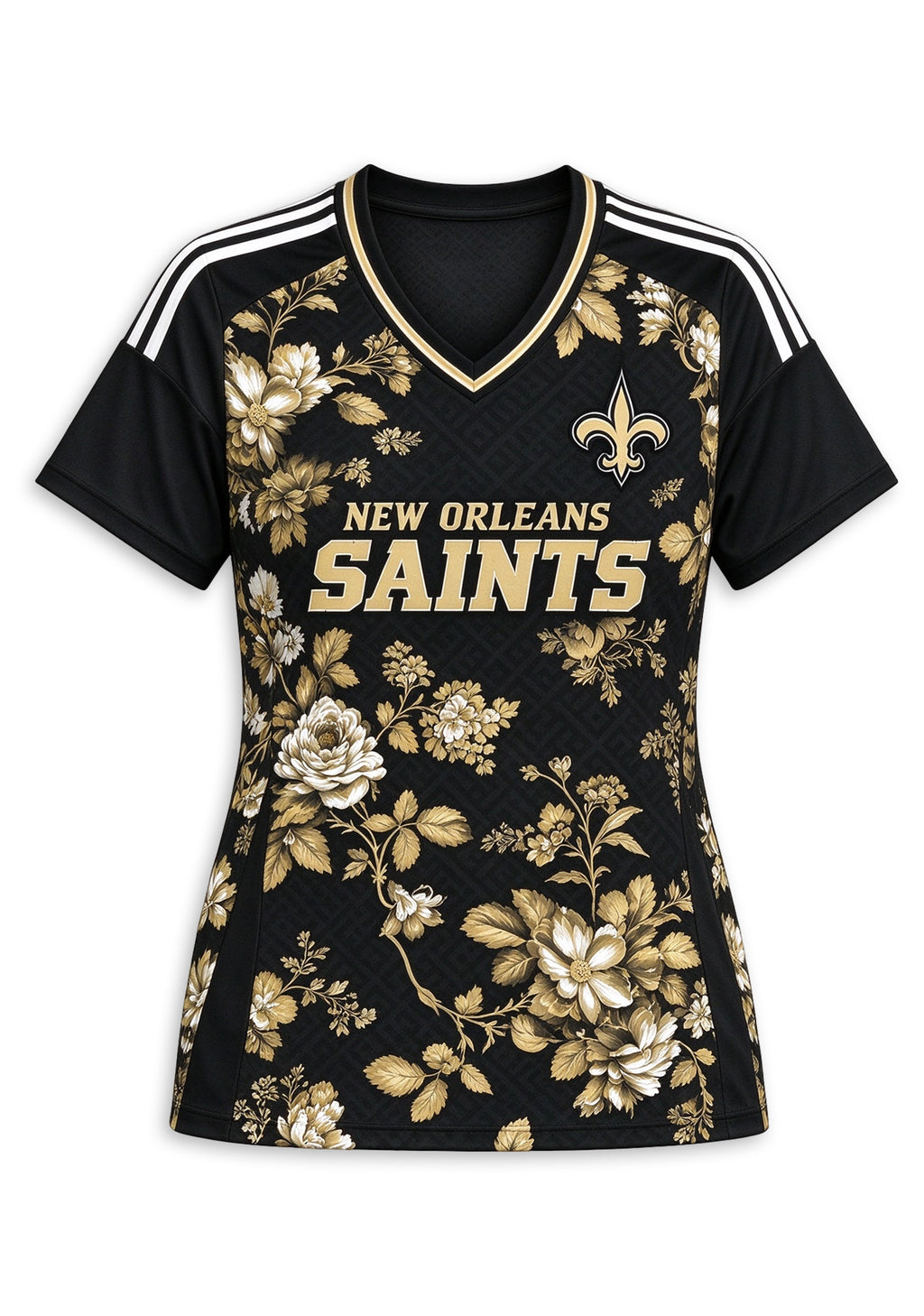 Women's New Orleans Saints Floral V-Neck T-Shirt