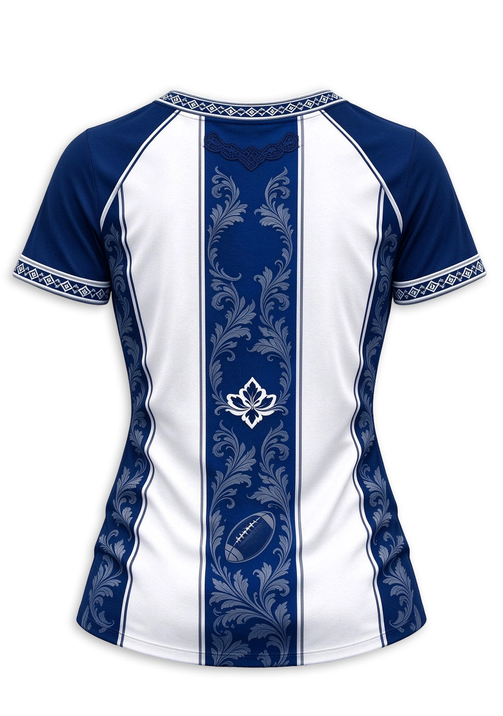Women's Dallas Cowboys Floral Baroque Striped V-Neck T-Shirt