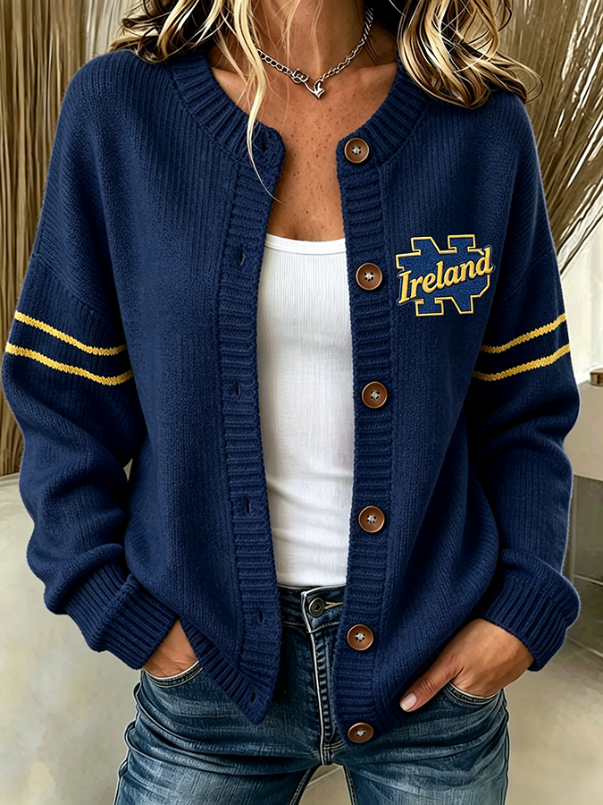 Women'S Casual Football Plant Knitted Cardigan Top