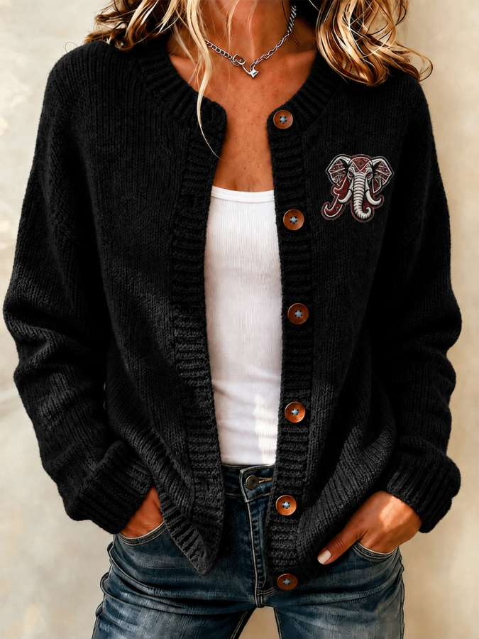 Women's Football Fans Printed Knitted Cardigan Top