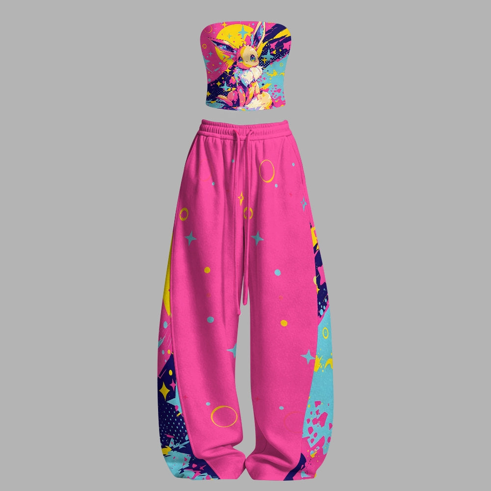 Pokémon Tight Casual Camisole Tops & Elasticated Trousers Two-Piece Set
