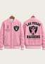 Las Vegas Raiders Breast Cancer Awareness Pink Ribbon Varsity Jacket