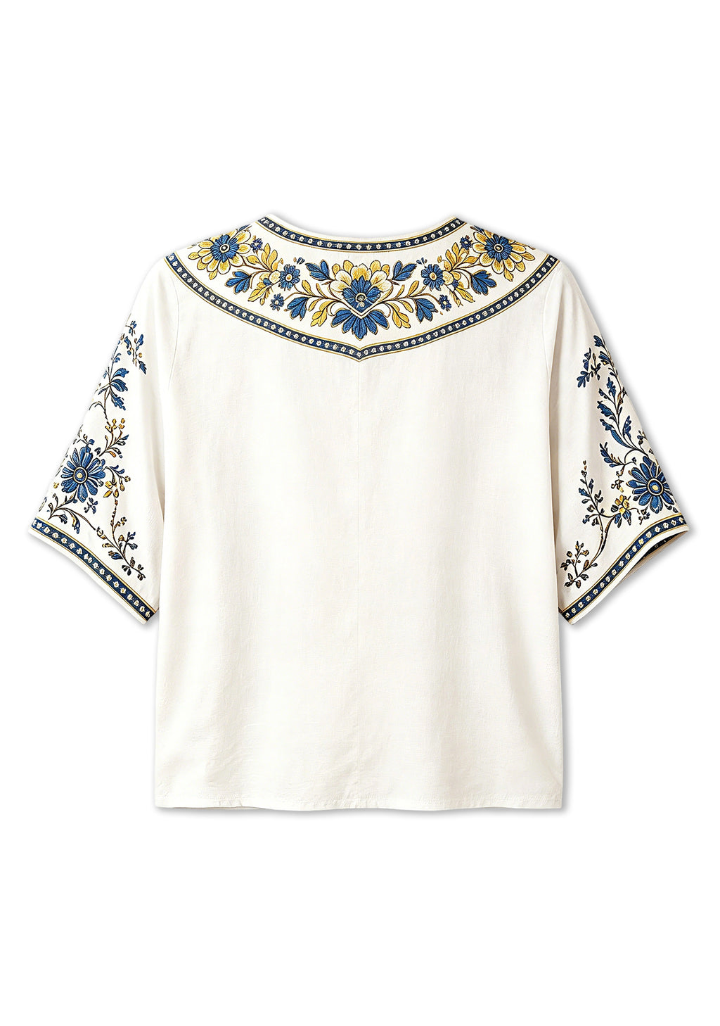 Boho Blue Gold Floral Los Angeles Rams V-Neck Blouse