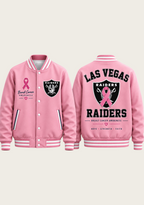 Las Vegas Raiders Breast Cancer Awareness Pink Ribbon Varsity Jacket
