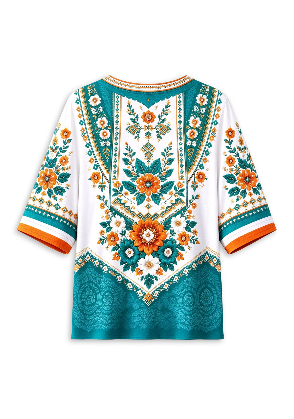 Women’s Miami Dolphins Boho Floral V-Neck 3/4 Sleeve Shirt