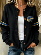 Women'S Casual Football Plant Knitted Cardigan Top