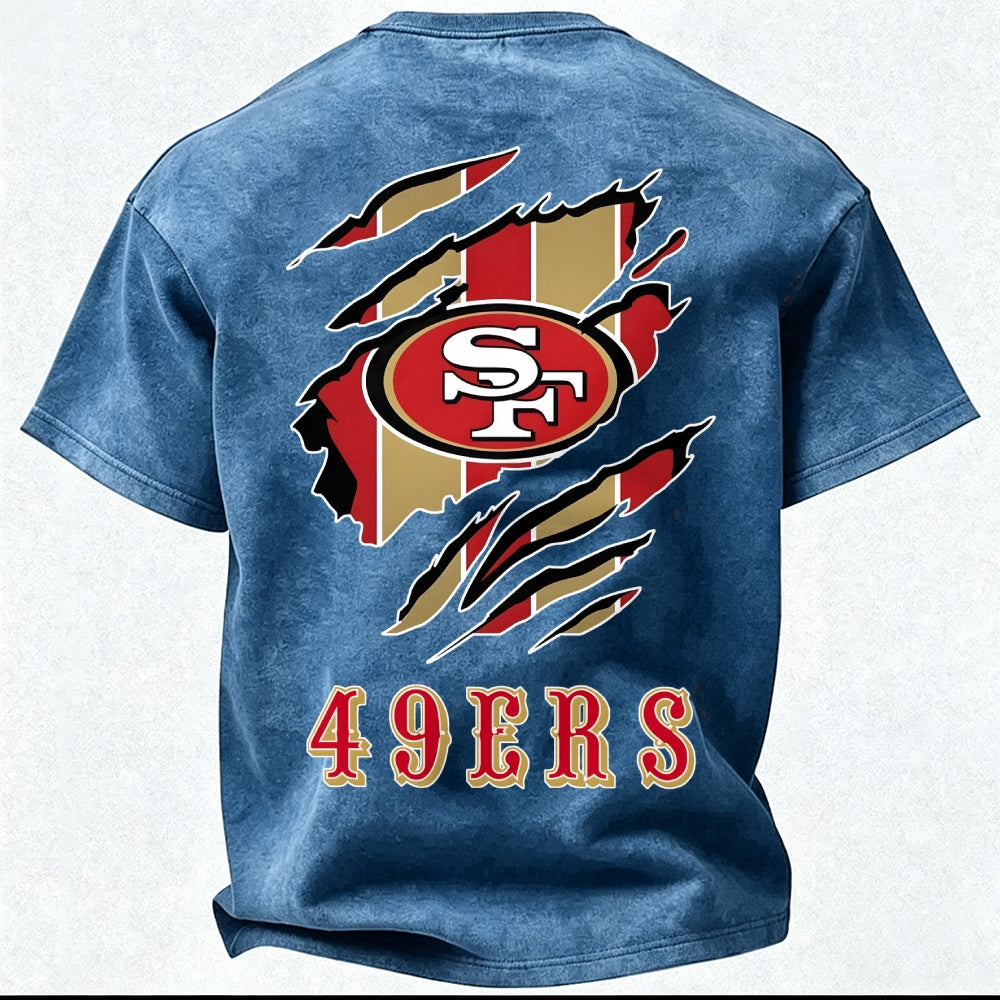 San Francisco 49ers Printed Unisex 100% Pure Cotton Washed T-Shirt