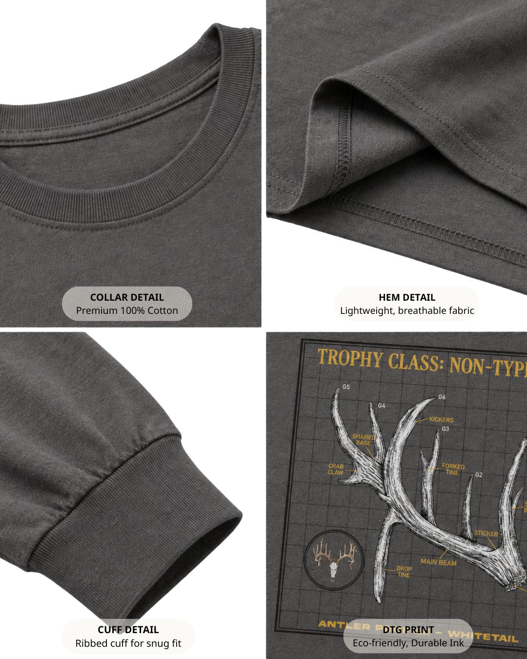 Non-Typical Antler Deer Profile Long-sleeve Secondary image