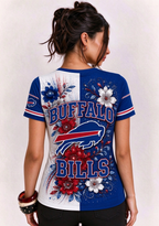 Women Buffalo Bills Floral Henley T-Shirt